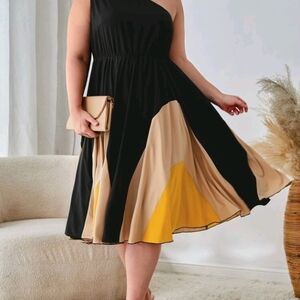 NWT SHEIN Clasi Plus Colorblock One Shoulder Dress size 4x